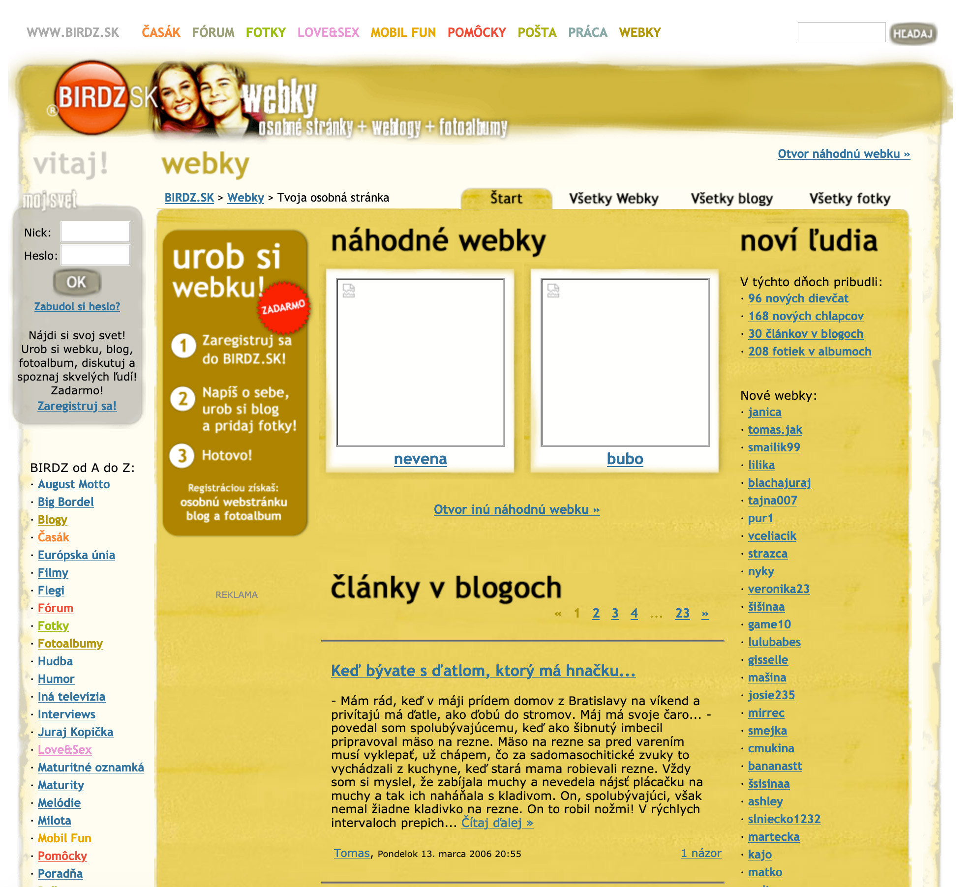 Webky v rokoch 2005-2008